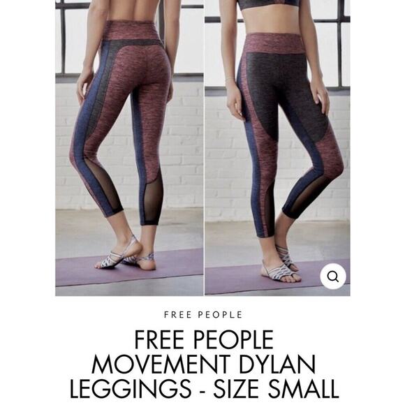 Free People FP Movement Dylan' Colorblock Heather High-Rise Leggings sz S Red - Picture 16 of 16